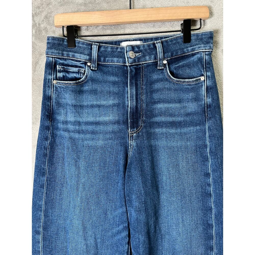PAIGE Anessa 31 Wide Leg Jeans Size 29 High Rise Raw Hem Vintage Wash Denim - Picture 2 of 10